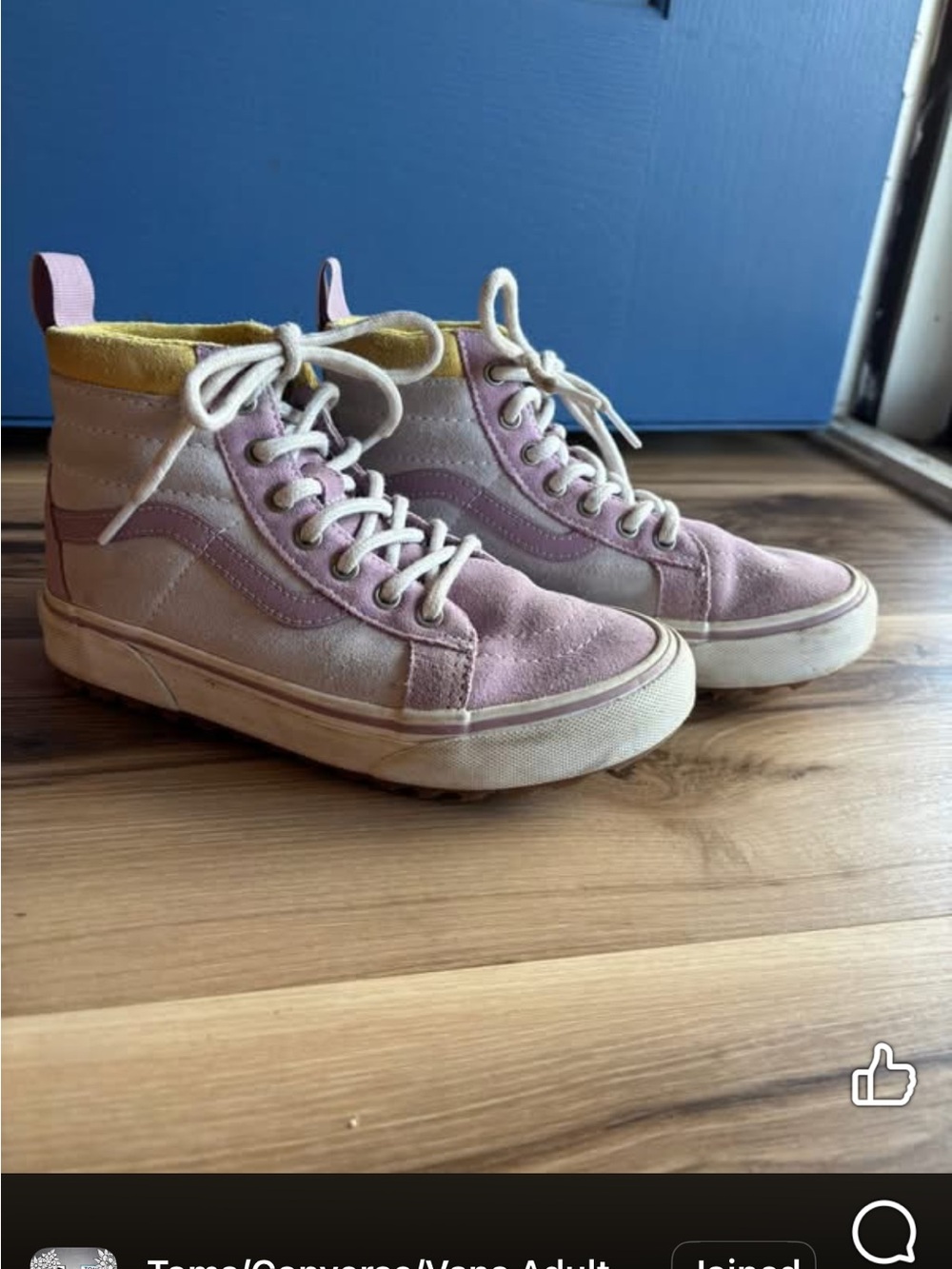 Vans Kids High Top Sneakers in Light Pink and Yellow